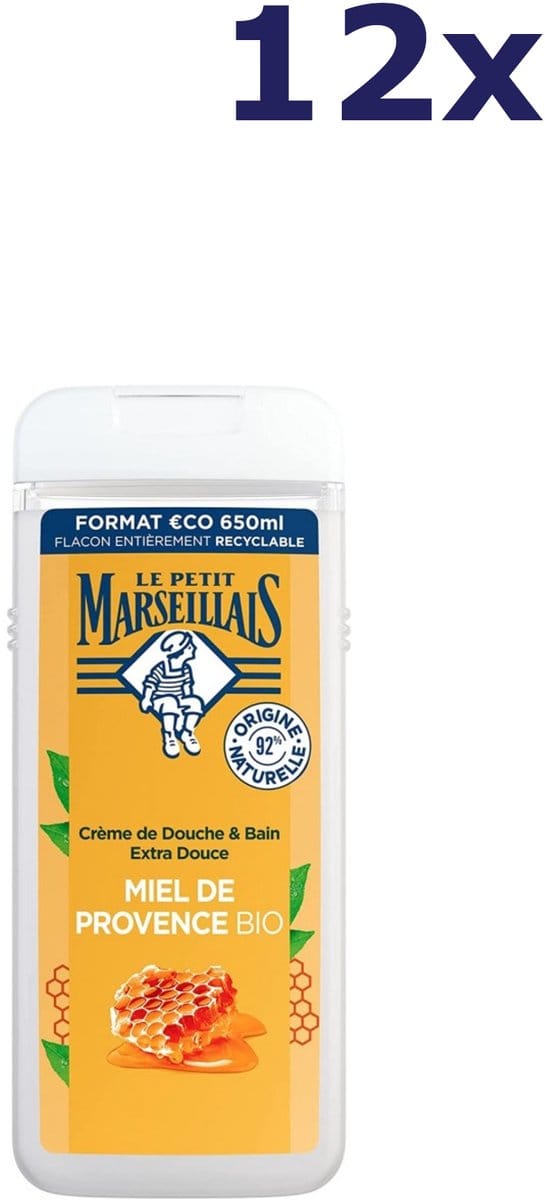12x Le Petit Marseillais douche & bad 650ML HONING