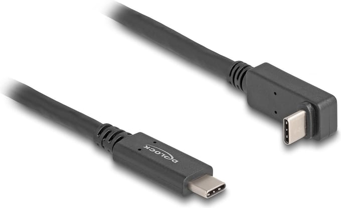 USB-C kabel | haaks (boven/beneden) | USB3.1 10 Gbps | PD 60W | 4K 60Hz | zwart | 1 meter