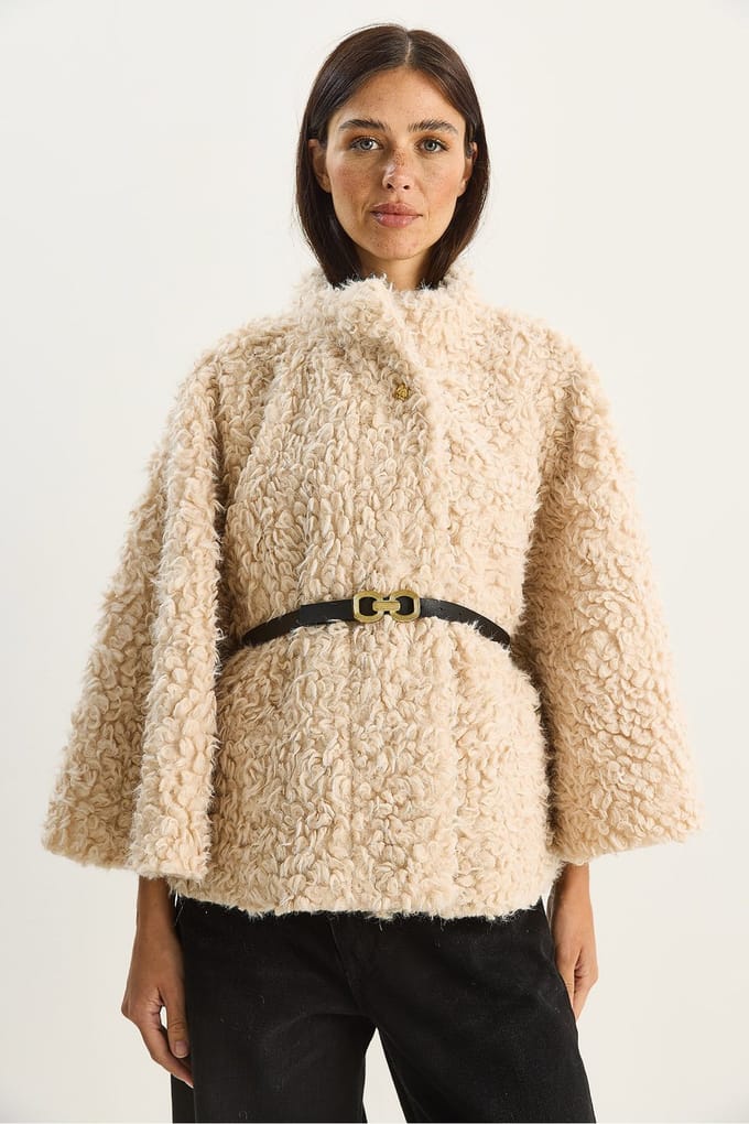 Oversized Pluche Jas met Kraag