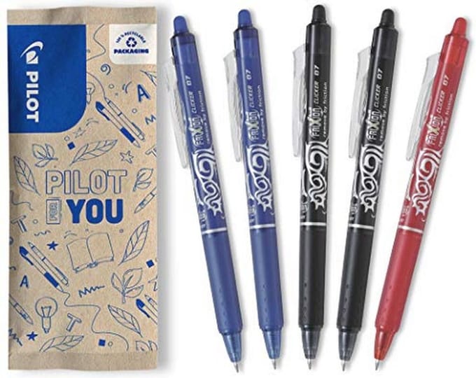 Uitwisbare rollerball set van 5 pennen in diverse kleuren