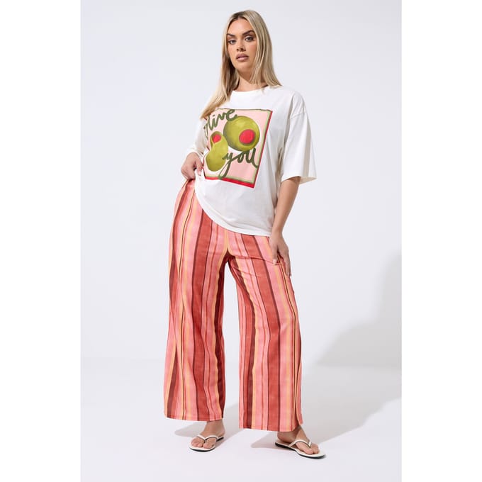Limited Collection Rode Gestreepte Broek Met Wijde Pijpen Size 48
