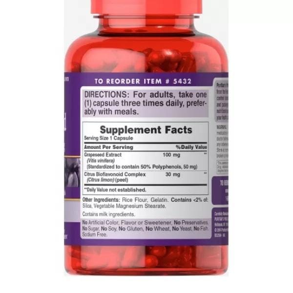 Puritan's Pride - Extrait de pépins de raisin 100 mg. 50  Capsules