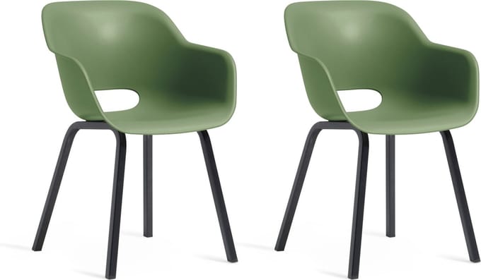 Keter Noa Tuinstoel - 2 stuks - 55x56,5x80cm - metalen frame - Olijfgroen