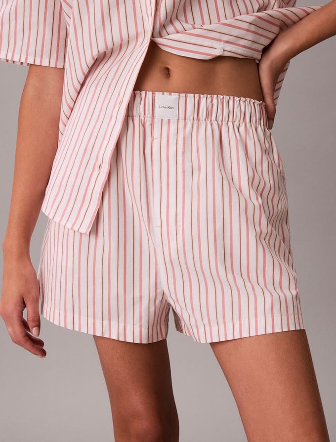 Calvin Klein - Cotton Poplin Short- Peach Bliss Gestreept - L
