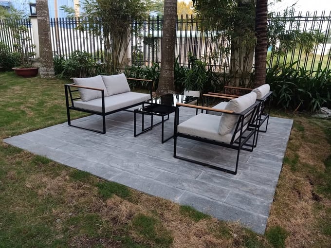 Loungeset Vita Acre m. 2-zits bank - zwart/grijs
