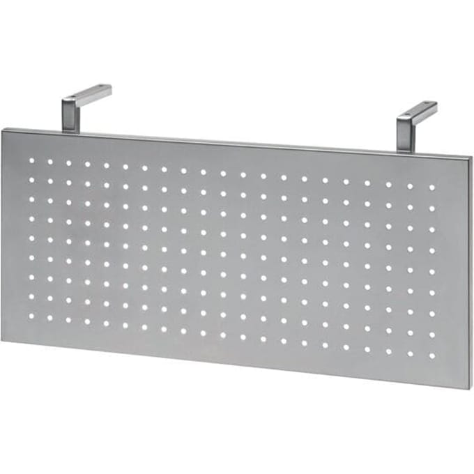 Frontpaneel bureau JENA, metaal, geperforeerd, B 800 x D 800 mm, zilverkleurig gemoffeld