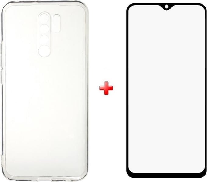 Shockproof silicone tpu gel hoesje Xiaomi Redmi 9 met full cover glas screenprotector