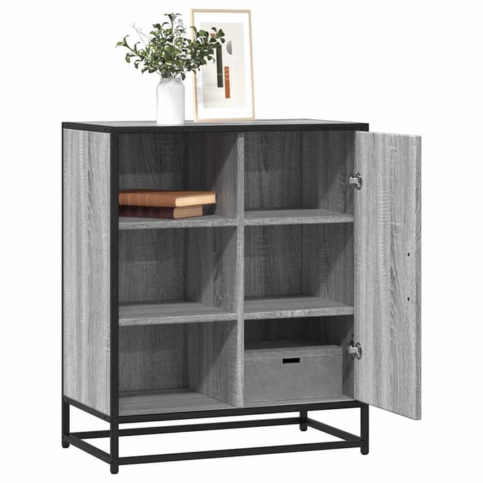 vidaXL - Dressoir - 62x35x76 - cm - bewerkt - hout - grijs - sonoma - eikenkleurig
