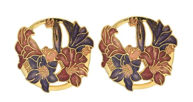 Behave - Oorringen dames - bloemmotief - paars - 3 cm