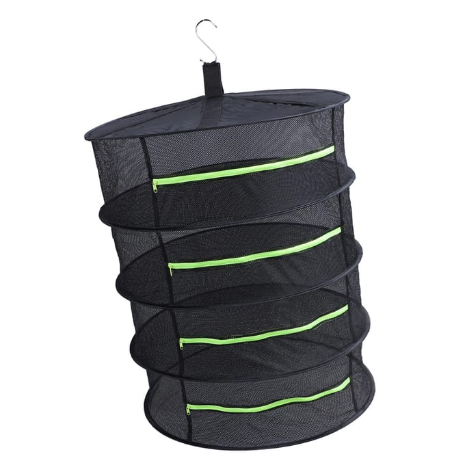 Kruidendroogrek met Ritsopening Meerlaags Multifunctioneel Hangend Plantendroognet voor Kweek 4 Tier black