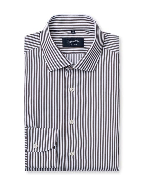OLYMP Signature Overhemd, Tailored Fit, Signature Kent, Nougat