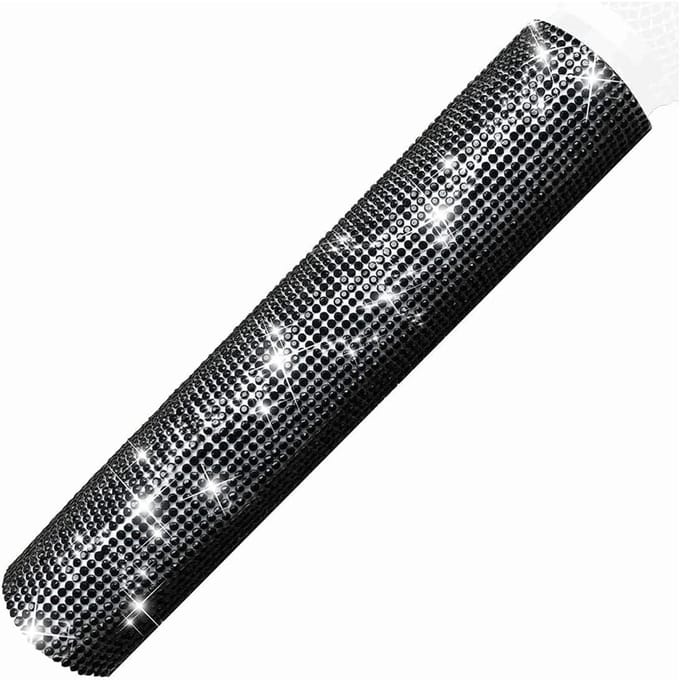 Microfoon Grip Cover - Microfoonhoes - Feestoptredens - Glitter Strass Decoratie - 18 cm Lengte - Zwart