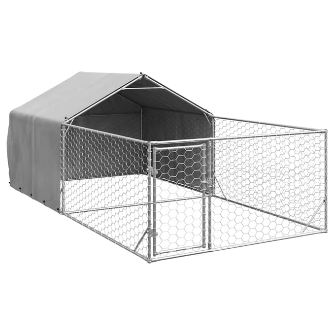 vidaXL - Hondenkennel - met - ren - 5x2x1,5 - m - gegalvaniseerd - staal