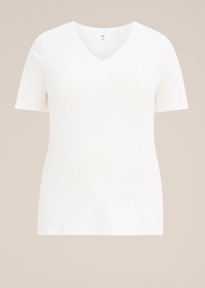 WE Fashion Dames T-shirt met V-hals - Curve