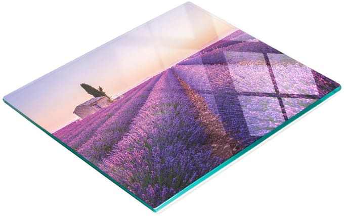 Glazen snijplank met lavendel Provence-afbeeldingen, 60x52 cm