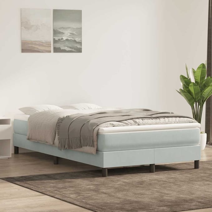 vidaXL - Boxspring - zonder - matras - fluweel - lichtgrijs - 120x220 - cm