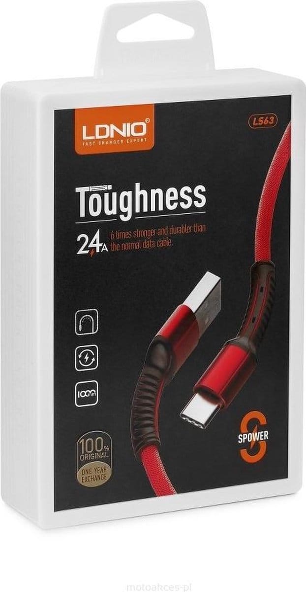LDNIO LS63 snellaad- en datakabel 2.4A Micro USB 1m Rood