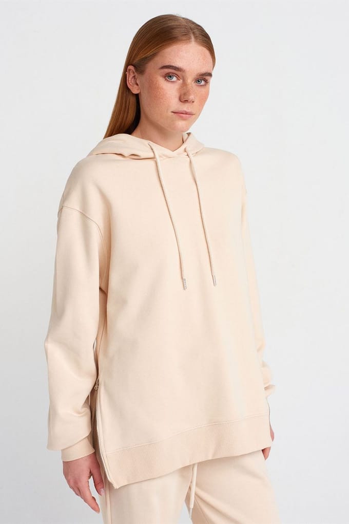 Oversized Katoenen Sweatshirt met Rits en Capuchon