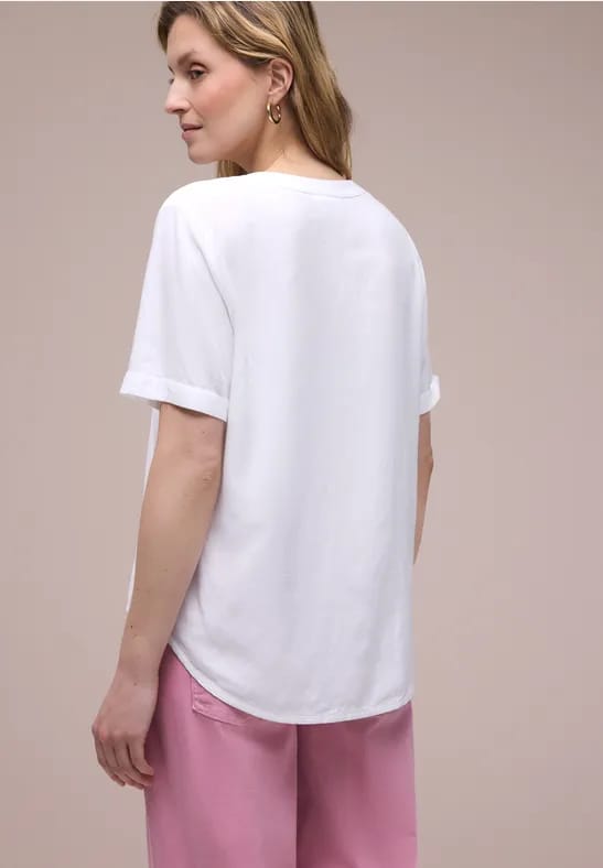 Blouse met gespleten hals en omslag