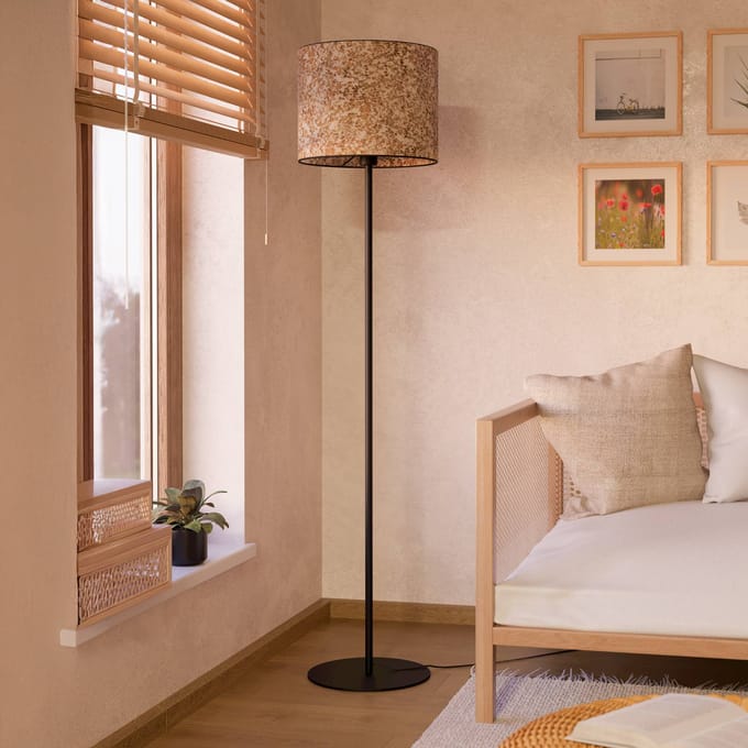 EGLO Butterburn Vloerlamp - E27 - 162 cm - Berkenbladeren - Zwart/Beige/Groen