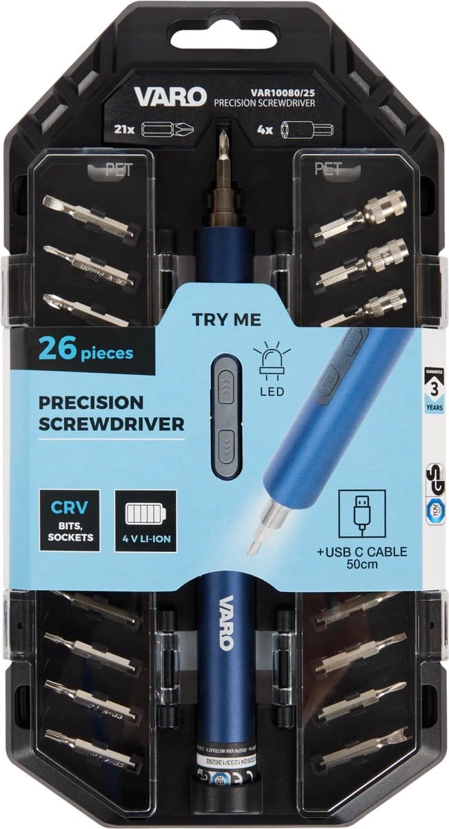 Varo - VAR10080/24 - Elektrische schroevendraaier set - 26 delig