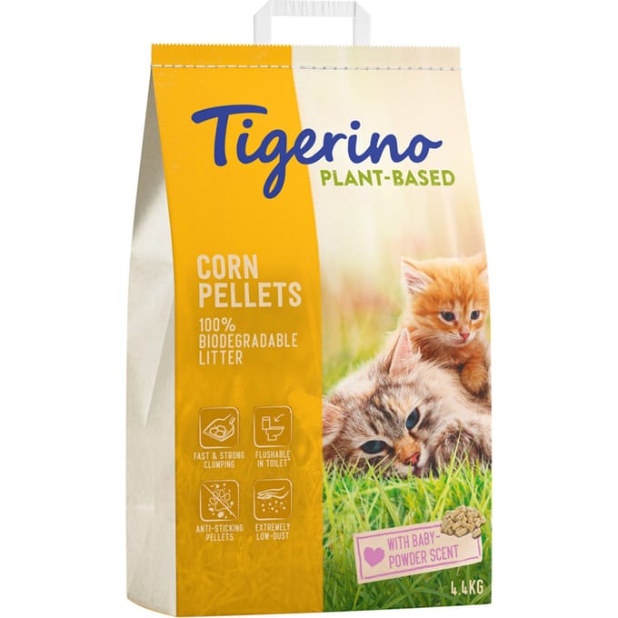 7l Tigerino Plant-Based Maïs kattenbakvulling - Baby Powder geur