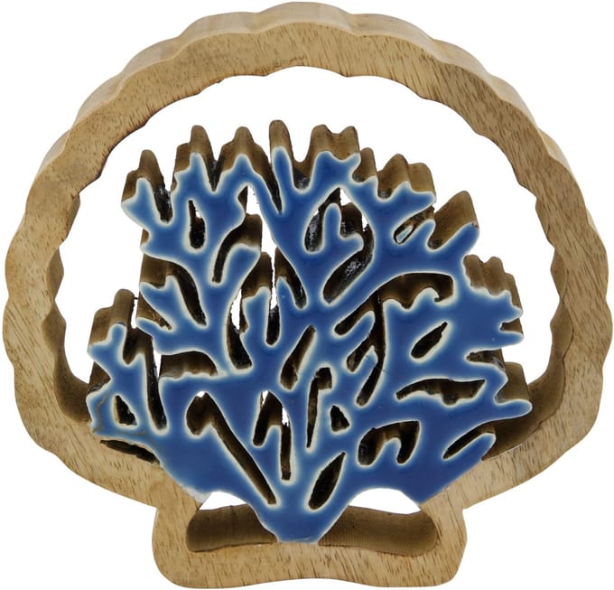 Statue coral mango wood 28x4x26cm