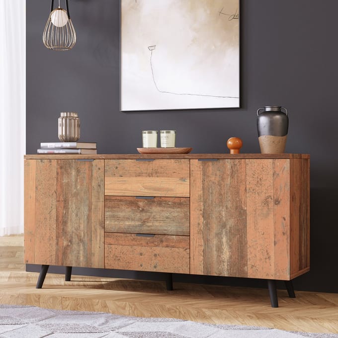 Dressoir - 140 cm - Vintage TV Meubel met 3 Lades - Verstelbare Planken - Bruin