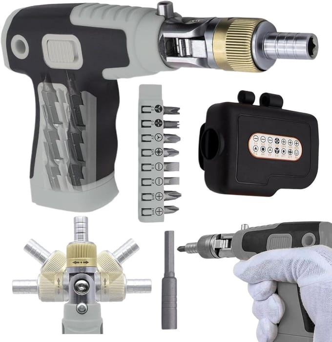 Ratelschroevendraaier Set - Multitool Schroevendraaier - Klusjes in Huis - Magnetische Bit Hulp - 17 x 13 x 6 cm