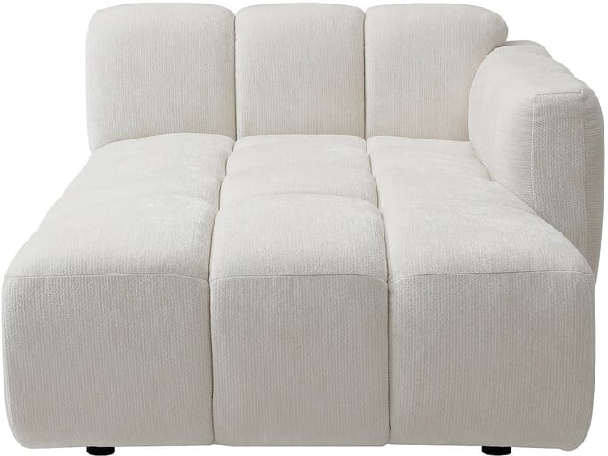 Vente-unique Chaise longue rechts in gebroken wit getextureerde stof CARLIVI