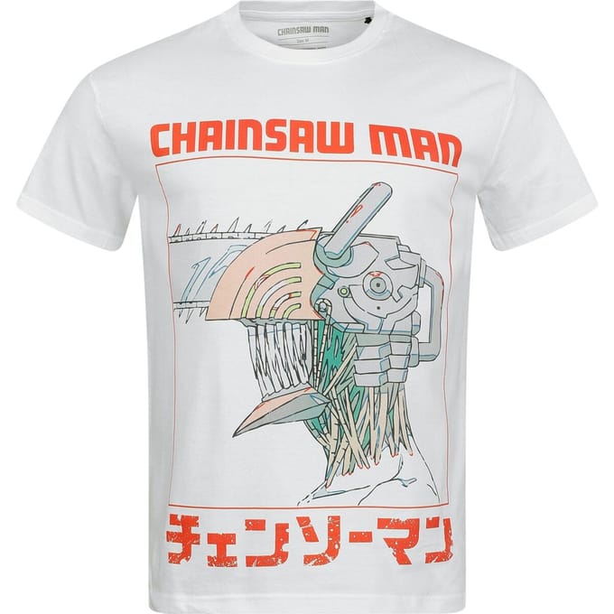 Chainsaw Man - Anime T-shirt - Three Tone Chainsaw - S tot XXL - voor Mannen - wit