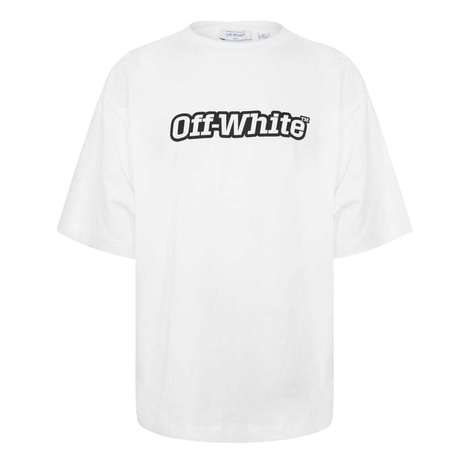 Off White Heren T-shirt met skate-print (Wit, Zwart)