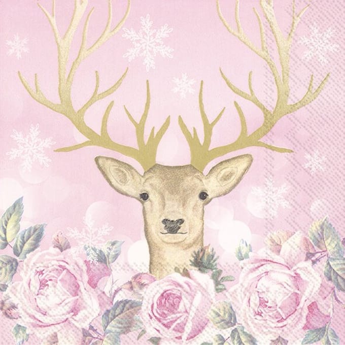 IHR Lunch servetten - More romance my deer pink