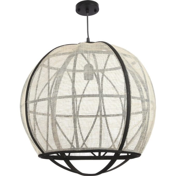 Mica Decorations Pella Hanglamp - H50 x Ø51 cm - Linnen - Off-white