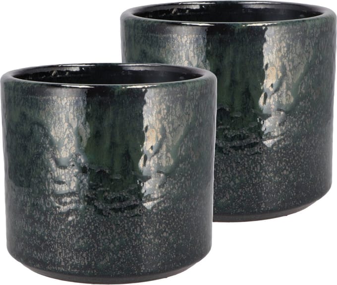 DK Design Bloempot model Green Glaze - 2x - groen - D18 x H20 cm - glanzend