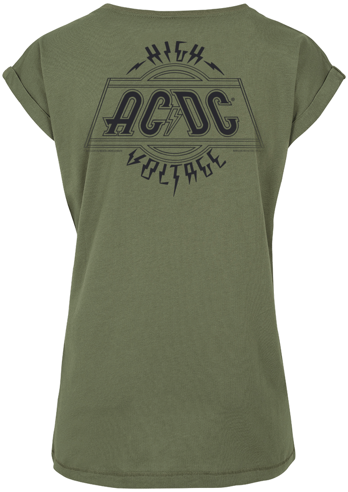 AC/DC T-shirt - High voltage - L tot XL - voor Vrouwen - olijf