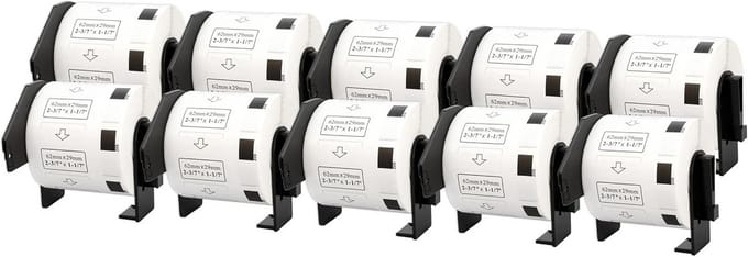 10 Rollen Adresetiketten (29x62mm) - 8000 Stuks Totaal - Compatibel met Labelprinters