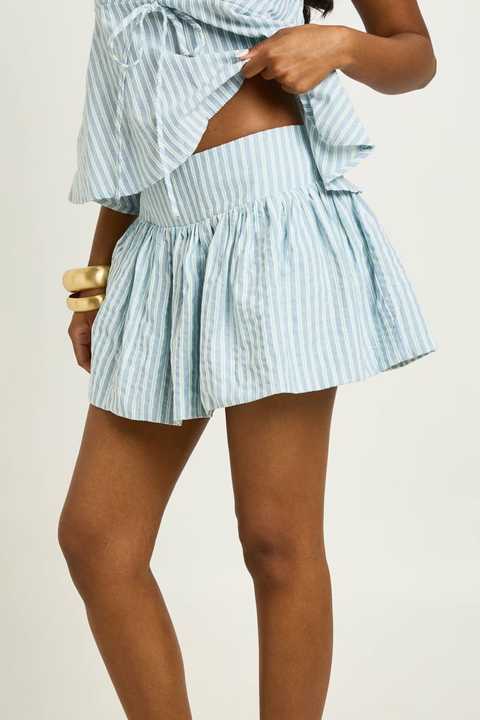 boohoo Dames Gestreepte Wiebelende Mini Rok | Blue | Maat: 6