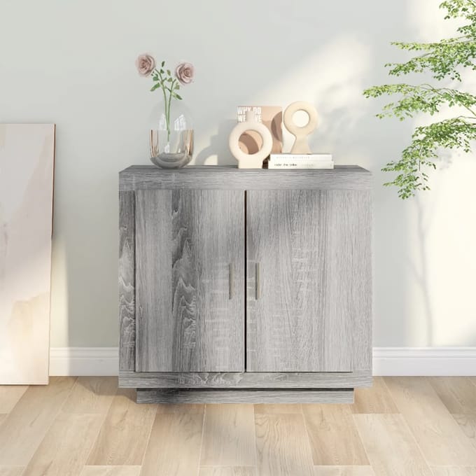 vidaXL - Dressoir - 80x40x75 - cm - bewerkt - hout - grijs - sonoma - eikenkleurig