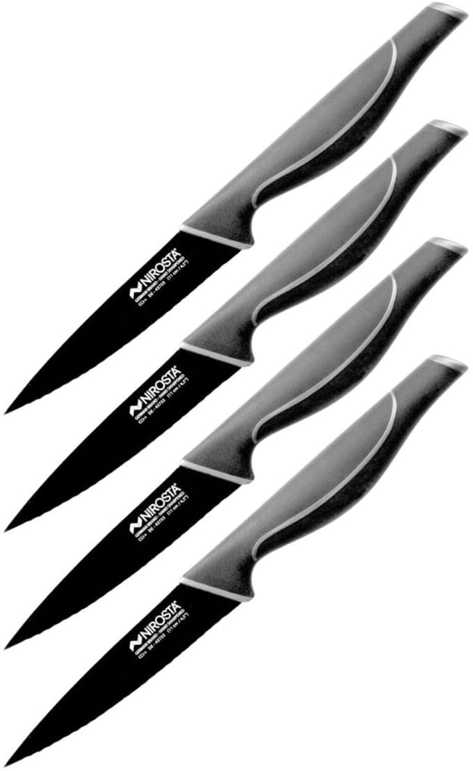 Set van 4 gekartelde keukenmessen Nirosta Black Edition