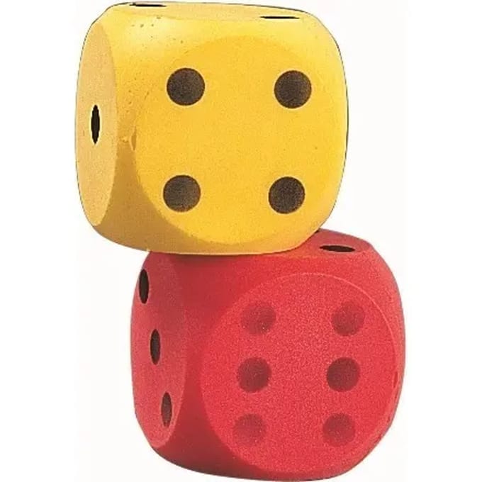 Paar reuzendobbelstenen van schuimrubber Megaform