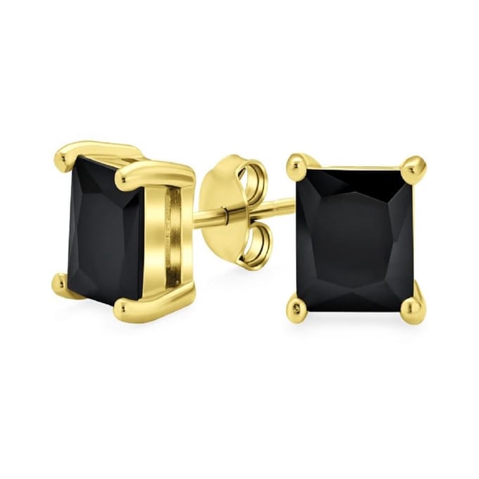 Zilveren Oorknop vierkant Black (LENGTE 5MM)