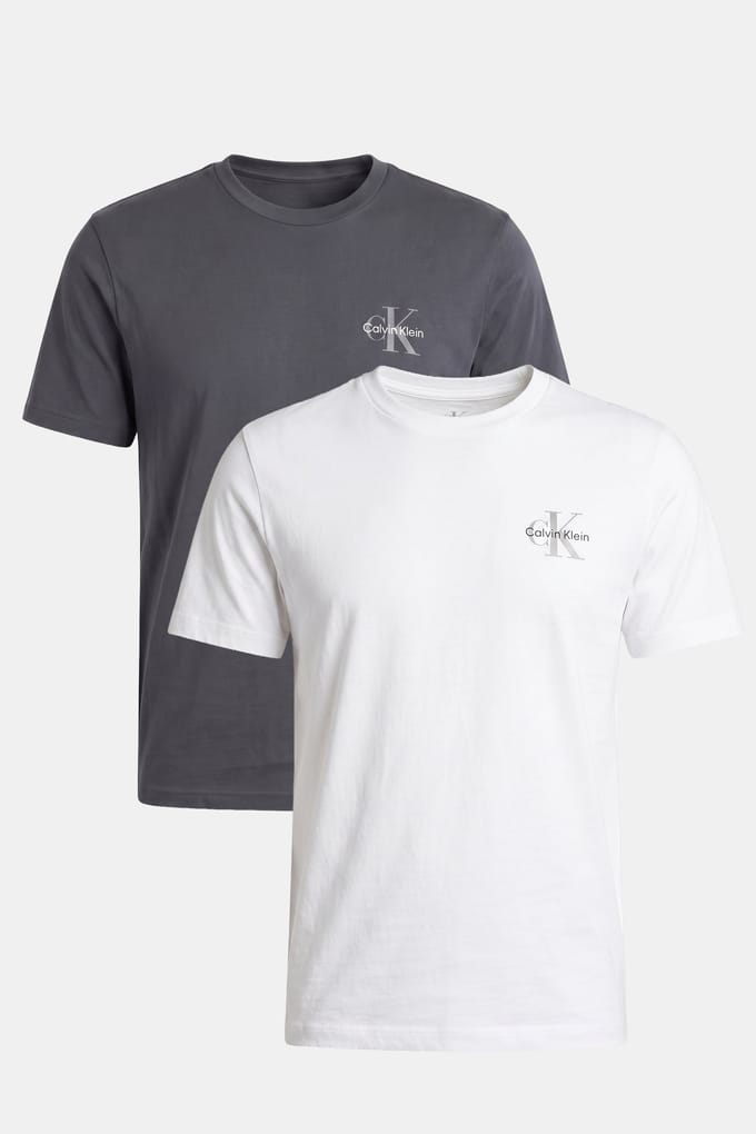 Calvin Klein Ss 30s Classic Micro Monogram Tee Bright White/dark Slate Taglia: M | Magliette basic Outlet | Uomo | Bianco