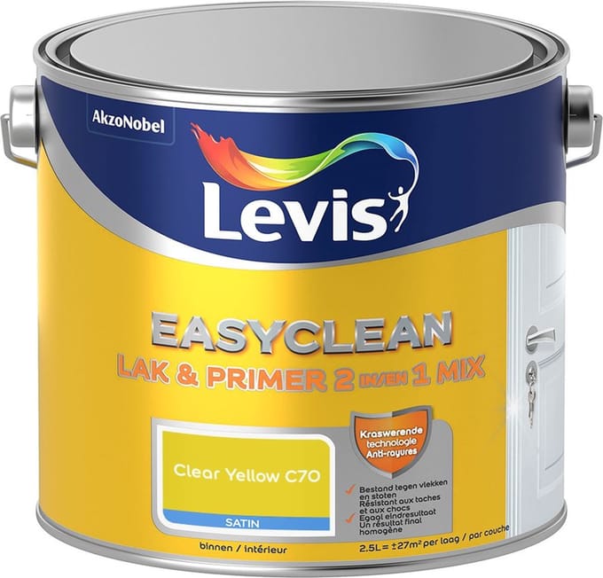 Levis - Easyclean Lak & Primer 2-In-1 Mix - Clear Yellow C70 - Mengverf - 2,5 L