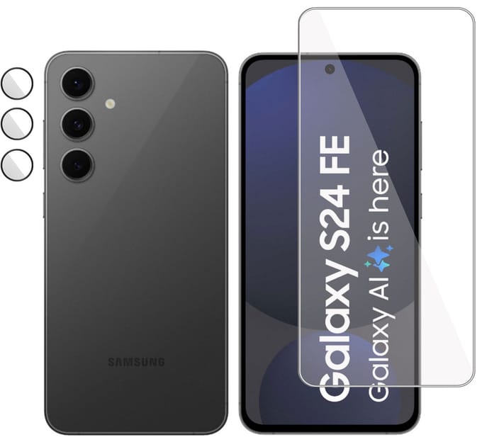 Screenprotector + Camera Screen geschikt voor Samsung Galaxy S24 FE Screenprotector - Gehard Glas - Rounded - Proteqt+