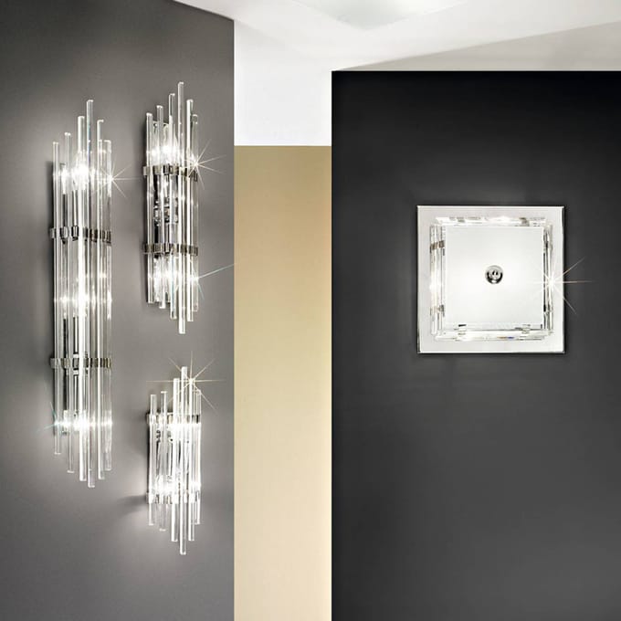 austrolux Wandlamp Ontario, 41 cm, chroomkleurig, glas