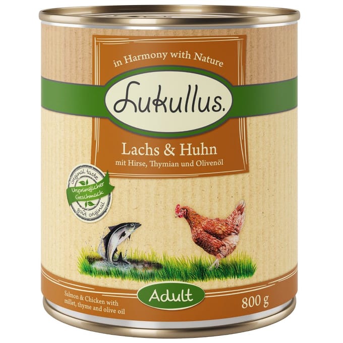 6x800g Zalm & Kip Lukullus Hondenvoer