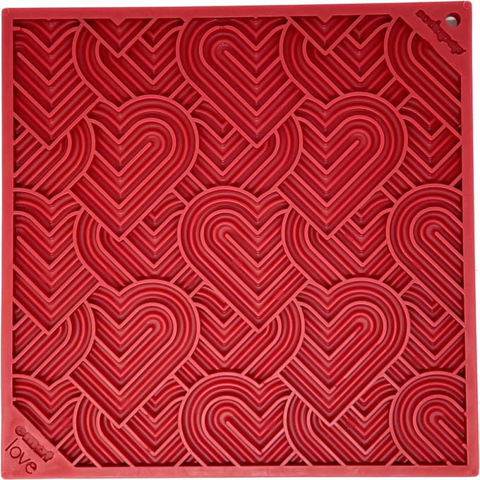 Sodapup Lickmat Love Hearts - Hondenvoerbak - Rood L