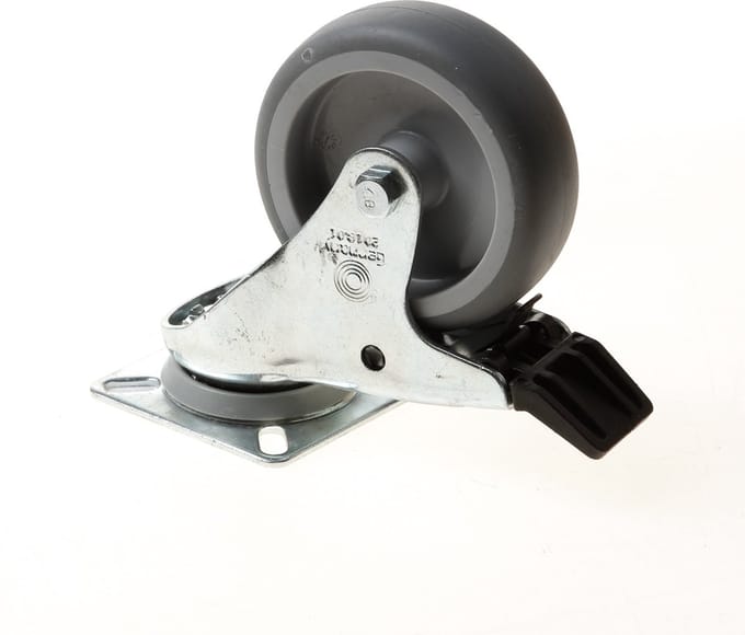 Zwenkwiel Grijs Rubber 75mm Geg Bev.Pl.+Glij - 1521725