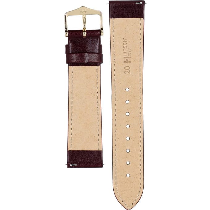 Hirsh Horlogeband Osiris Wijnrood - Leer - 20mm